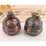Lucky Toad Ashtray with Lid for Outdoor Patio Money Frog Cool Metal Ash Tray with Lid Covered Smokeless Lidded Windproof