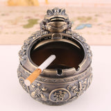 Lucky Toad Ashtray with Lid for Outdoor Patio Money Frog Cool Metal Ash Tray with Lid Covered Smokeless Lidded Windproof