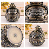Lucky Toad Ashtray with Lid for Outdoor Patio Money Frog Cool Metal Ash Tray with Lid Covered Smokeless Lidded Windproof
