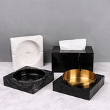 Marble Ashtray Square Heavy Minimalist Ash Tray grey white
