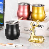 Metal Ashtray with Funnel Lid Stainless Steel Cool Cute Car Ash Tray Windproof Smokeless Covered Lidded