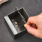 Metal Ashtray with Removable Slide Lid Stainless Steel Cool Cute Ashtray Covered Lidded Windproof