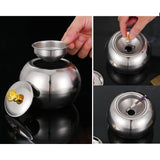 Metal Covered Ashtray with Funnel Large Cool Ash Tray Stainless Steel Lidded Windproof Smokeless