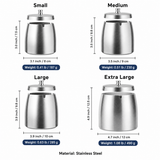 Stainless steel ashtray size guide for small medium large and extra large
