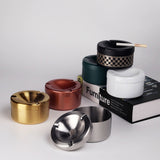 funnel lid ashtrays in multiple colors including gold, rose, silver, and black