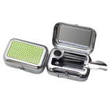 Mini Ashtray Fits in Pocket Metal Stainless Steel Portable Covered Smokeless green