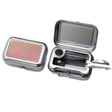Mini Ashtray Fits in Pocket Metal Stainless Steel Portable Covered Smokeless red