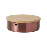 Rose gold stainless steel ashtray with wooden lid for stylish tabletop use