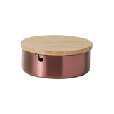 Rose gold round stainless steel ashtray with lid in modern minimalist style