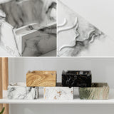 Square marble pattern ashtrays in assorted colors showing ceramic stone-style finishes