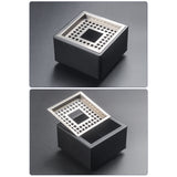 Outdoor Ashtray Square Stainless Steel Metal Ash Tray Windproof Covered Lidded