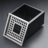 Outdoor Ashtray Square Stainless Steel Metal Ash Tray Windproof Covered Lidded