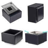 Outdoor Ashtray Square Stainless Steel Metal Ash Tray Windproof Covered Lidded