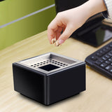 Outdoor Ashtray Square Stainless Steel Metal Ash Tray Windproof Covered Lidded