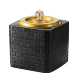 Outdoor Ashtray with Lid Cement Covered Lidded Windproof Smokeless Cool Ash Tray Black 
