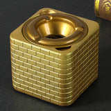 Outdoor Ashtray with Lid Cement Covered Lidded Windproof Smokeless Cool Ash Tray Gold