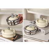 Elegant Ashtray with Lid Ceramic Cream White Silver Cool Cute Ash Tray Smokeless Lidded Covered Windproof