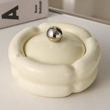 Elegant Ashtray with Lid Ceramic Cream White Silver Cool Cute Ash Tray Smokeless Lidded Covered Windproof