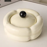 Elegant Ashtray with Lid Ceramic Cream White Silver Cool Cute Ash Tray Smokeless Lidded Covered Windproof