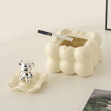 Cute Ashtray with Lid for Outdoor Patio Cool Nordic Home Decor Ceramic Ash Tray Smokeless Lidded Covered Windproof white