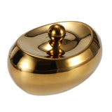 Oval Outdoor Ashtray with Lid Stainless Steel Windproof Covered Ash Tray Gold