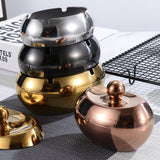 Oval Outdoor Ashtray with Lid Stainless Steel Windproof Covered Ash Tray Gold Silver Black Rose