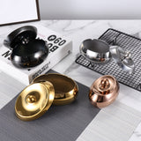 Oval Outdoor Ashtray with Lid Stainless Steel Windproof Covered Ash Tray Gold Black Silver Rose