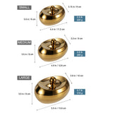 Oval Outdoor Ashtray with Lid Stainless Steel Windproof Covered Ash Tray Gold