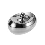 Oval Outdoor Ashtray with Lid Stainless Steel Windproof Covered Ash Tray Silver