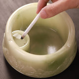 Outdoor Ashtray with Lid Resin Mountains Cool Ash Tray Jade Covered Lidded Windproof Smokeless Vintage