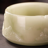 Outdoor Ashtray with Lid Resin Mountains Cool Ash Tray Jade Covered Lidded Windproof Smokeless Vintage