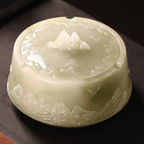 Outdoor Ashtray with Lid Resin Mountains Cool Ash Tray Jade Covered Lidded Windproof Smokeless Vintage