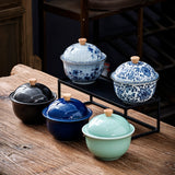 Outdoor Ashtray with Lid Cute Cool Ceramic Teacup Vintage Windproof Covered Lidded Smokeless