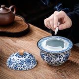 Outdoor Ashtray with Lid Cute Cool Ceramic Teacup Vintage Windproof Covered Lidded Smokeless