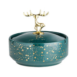 Elegant Elk Ceramic Ashtray with Lid Cool Cute Nordic Ash Tray Teal