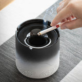 Exquisite Ashtray with Funnel Lid Ceramic Cool Cute Ash Tray Pottery Clay Covered Lidded Windproof