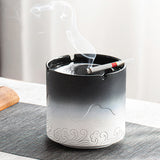 Exquisite Ashtray with Funnel Lid Ceramic Cool Cute Ash Tray Pottery Clay Covered Lidded Windproof
