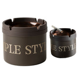 Outdoor Metal Covered Ashtray with Flip Lid Dark Brown