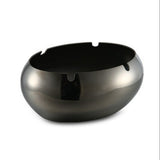 Oval Ashtray for Outdoor Metal Windproof Cute Cool Stainless Steel Ash Tray Black