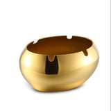 Oval Ashtray for Outdoor Metal Windproof Cute Cool Stainless Steel Ash Tray Gold