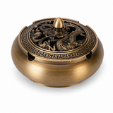 Palm-Sized Copper Ashtray with Carved Lid (Retro Feel)