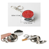 Red mini pocket ashtray keychain with lid and compact handheld size