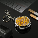Gold portable pocket ashtray keychain with compact metal design