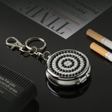 Black and white spiral pocket ashtray keychain with lid for outdoor use
