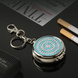 Blue portable metal pocket ashtray keychain with mini travel size