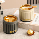 Resin Ashtray with Funnel Lid and Removable Metal Tray