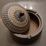 rustic outdoor ashtray with lid ceramic ash tray covered lidded smokeless vintage
