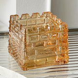 Amber geometric glass ashtray with thick layered glass design