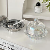 Unique Glass Ashtray with Lid Covered Ash Tray LIdded Windproof