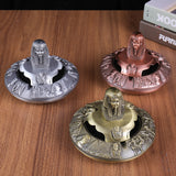 Vintage Ashtray with Lid Metal Egyptian Pharaoh windproof covered lidded decorative gold silver bronze